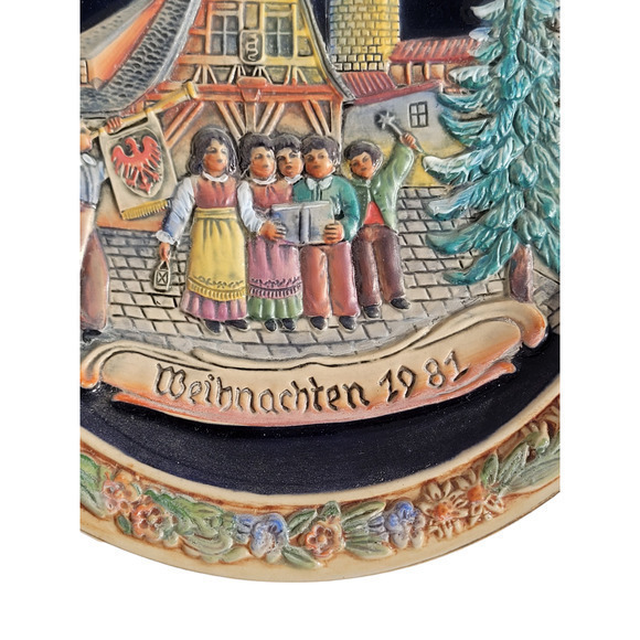 HP Vintage Christmas Western Germany Weihnachten Salt Glaze 1981‎ Décor Plate - Picture 7 of 12